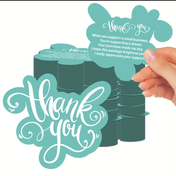 50pc Thank You Cards Teal Turquoise Color new - Picture 1 of 3